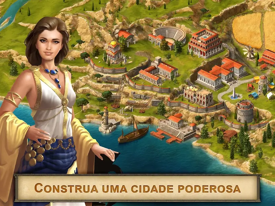 Grepolis: cidade grega à beira-mar e guerreira em primeiro plano