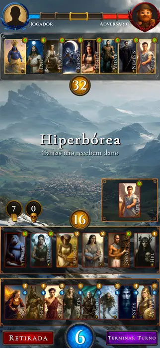 Mythos: mapa de progressão com cartas por nível